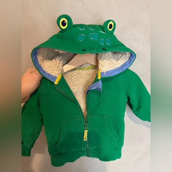 Baby Boden Other - Baby Boden frog Sherpa zip up hoodie 6-12 months